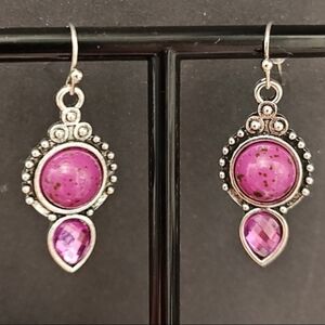 Purple Gemstone & Silver Fashion Earrings